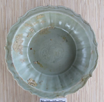 Large Longquan dish with impressed decoration from SW1